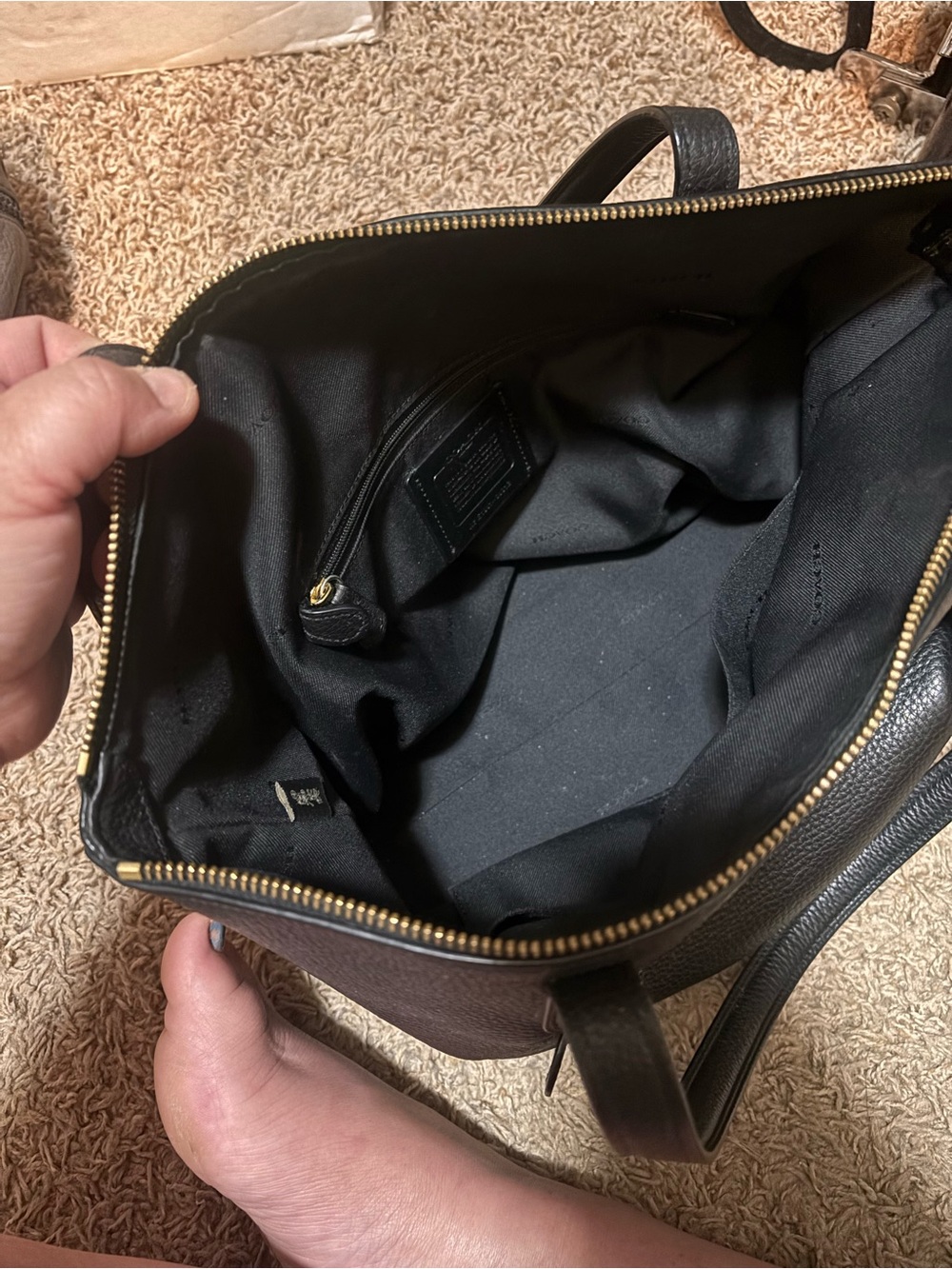 Coach Black Pebble Leather Taylor Tote with Gold Accents - Picture 3 of 4